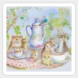 Cute tea party, children illustration Sticker